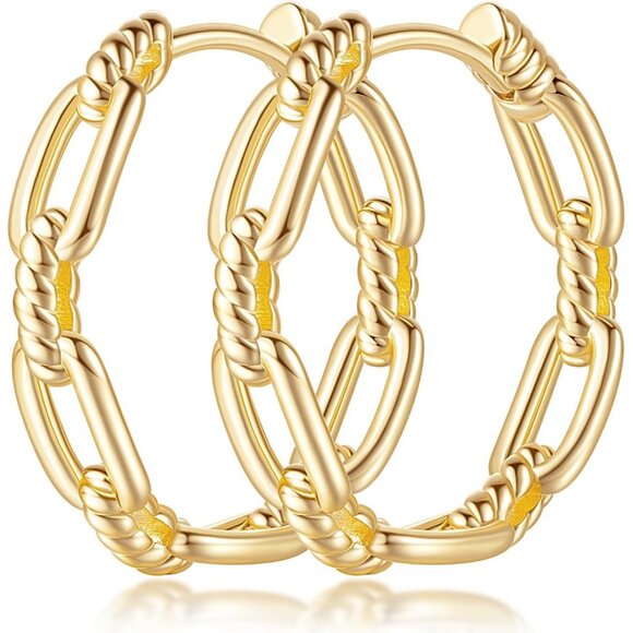 Hypoallergenic Elegant 14K" Gold Hoop Earrings 25MM/30MM" For Women's - Picture 1 of 8